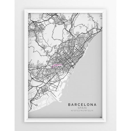 Mapa plakat FC Barcelona - lokalizacja w linii White