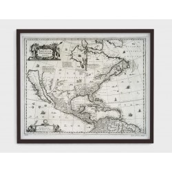 Stara mapa AMERYKA PŁN. (1660r) - reprint