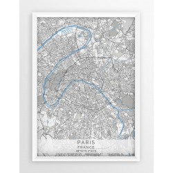 Mapa plakat PARYŻ- linia BLUE/GRAY