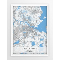 Mapa plakat AMSTERDAM- linia BLUE/GRAY