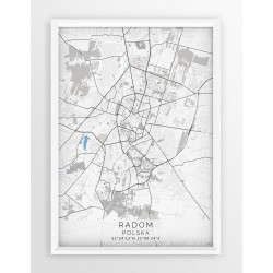 Mapa plakat RADOM - linia BLUE/GRAY