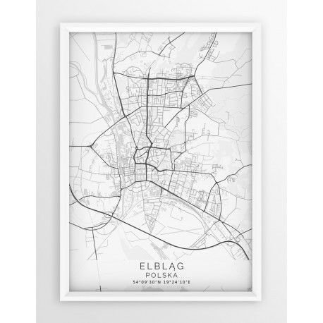 Mapa plakat ELBLĄG - linia WHITE