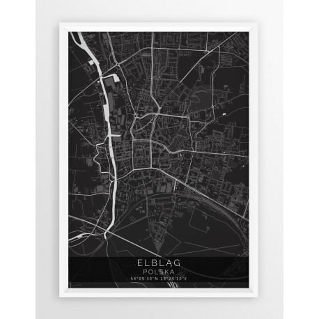 Mapa plakat ELBLĄG - linia BLACK
