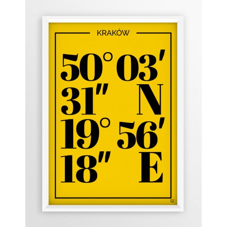 Plakat typograficzny KRAKÓW 1 - linia YELLOW
