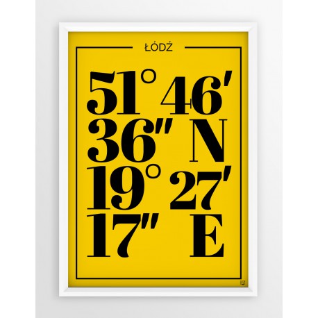 Plakat typograficzny ŁÓDŹ1 - linia YELLOW
