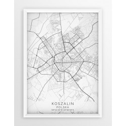 Mapa plakat KOSZALIN - linia WHITE