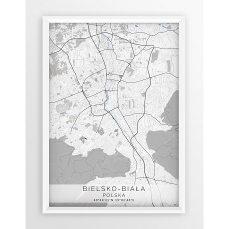 Mapa plakat BIELSKO-BIAŁA - linia BLUE/GRAY
