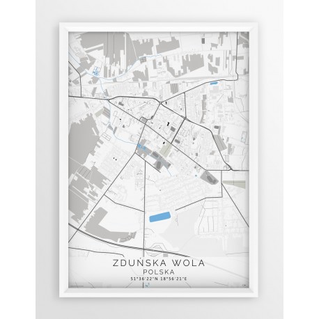 Mapa plakat ZDUŃSKA WOLA - linia BLUE/GRAY