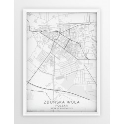 Mapa plakat ZDUŃSKA WOLA - linia WHITE