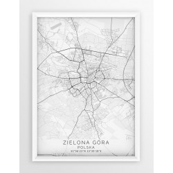 Mapa plakat ZIELONA GÓRA - linia WHITE