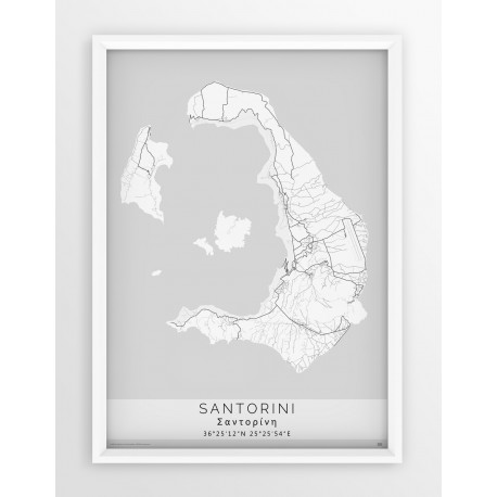 Mapa plakat SANTORINI - linia WHITE