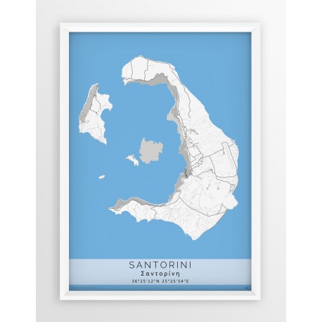 Mapa plakat SANTORINI - linia BLUE/GRAY