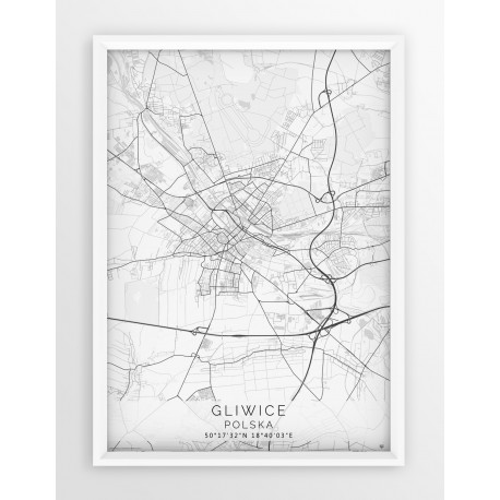 Mapa plakat GLIWICE - linia WHITE