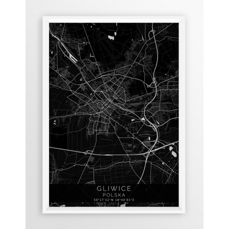 Mapa plakat GLIWICE - linia BLACK