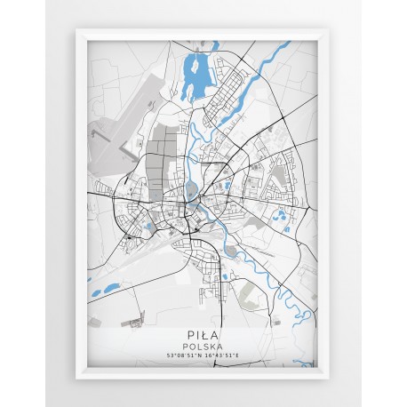 Plakat, mapa PIŁA - linia BLUE/GRAY