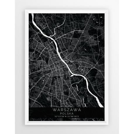 Mapa plakat WARSZAWA - linia BLACK