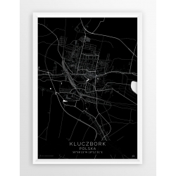 Mapa plakat KLUCZBORK - linia BLACK