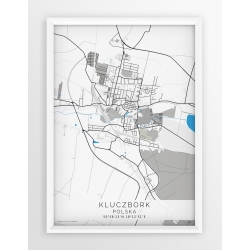 Plakat, mapa KLUCZBORK - linia BLUE/GRAY