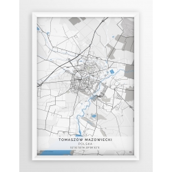 Plakat, mapa TOMASZÓW MAZ. - linia BLUE/GRAY