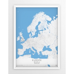 Plakat, mapa EUROPA - linia GREY/BLUE