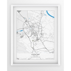 Plakat, mapa LEŻAJSK - linia BLUE/GREY-PASSEPARTOUT