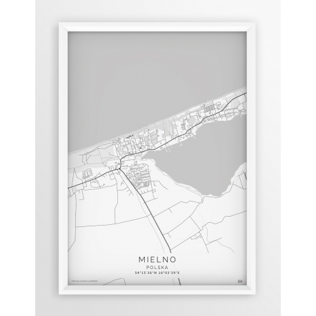 Plakat mapa MIELNO- linia WHITE