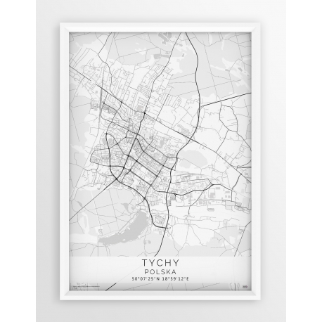 Plakat mapa TYCHY - linia WHITE
