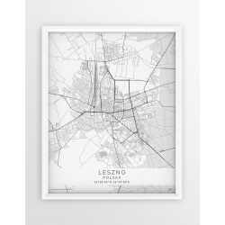 Plakat mapa LESZNO - linia WHITE