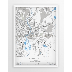 Plakat, mapa ZGORZELEC - linia BLUE/GRAY