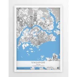 Plakat mapa SINGAPUR - linia BLUE/GREY