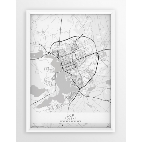 Plakat, mapa EŁK - linia WHITE