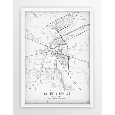 Plakat mapa SKIERNIEWICE - linia WHITE
