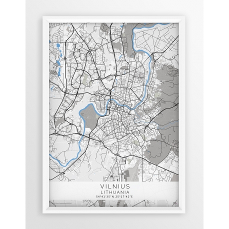 Mapa plakat WILNO- linia BLUE/GRAY