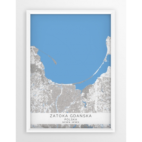 Plakat mapa ZATOKA GDAŃSKA - linia BLUE/GREY