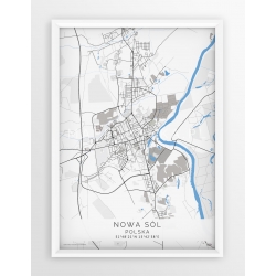 Plakat mapa NOWA SÓL - linia BLUE/GREY
