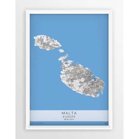 Plakat mapa MALTA - linia BLUE/GREY