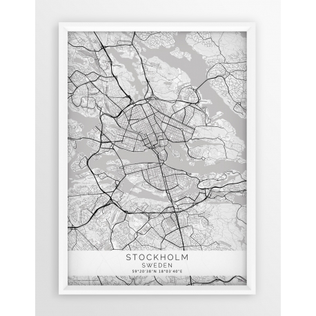 Plakat mapa SZTOKHOLM, STOCKHOLM - linia WHITE