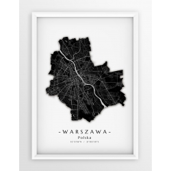 Plakat mapa WARSZAWA - GRANICE