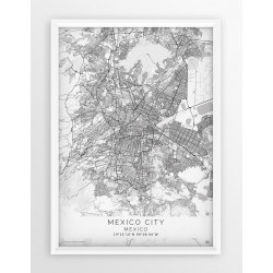 Plakat mapa MEXICO CITY - linia WHITE