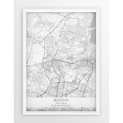 Plakat, mapa BĘDZIN - linia WHITE