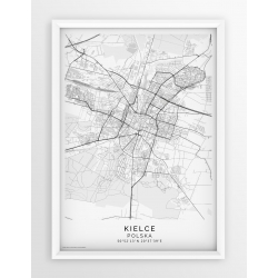 Plakat, mapa KIELCE - linia PASSE-PARTOUT