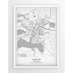 Plakat, mapa KIELCE- linia BLUE/GREY-PASSEPARTOUT