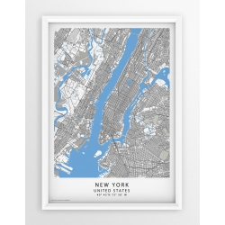 Plakat mapa NEW YORK - seria BLUE/GRAY/PASSE-PARTOUT