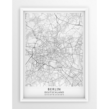 Plakat, mapa BERLIN - linia WHITE - PASSEPARTOUT