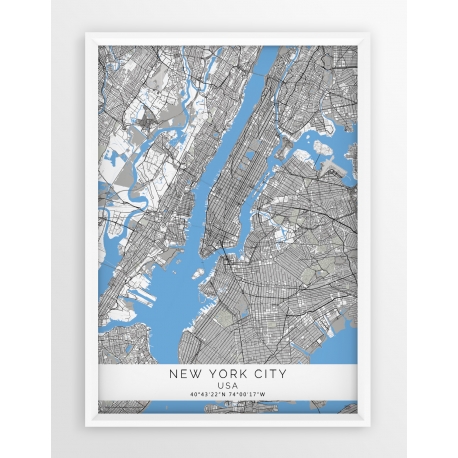 Mapa plakat NOWY JORK- linia BLUE/GRAY