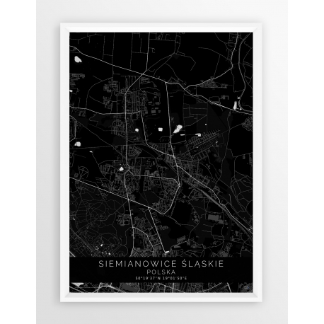 Plakat mapa SIEMIANOWICE ŚLĄSKIE - linia BLACK